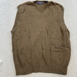 Austin Reed Vest Men's Large Brown Cable Knit Cotton Golf Preppy Casual Vintage